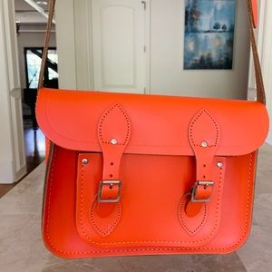 The Cambridge Satchel Company "The Pushlock" Scarlet Leather Crossbody Purse